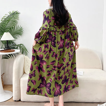 Plus Size Round Neck Butterfly Print Nightgown