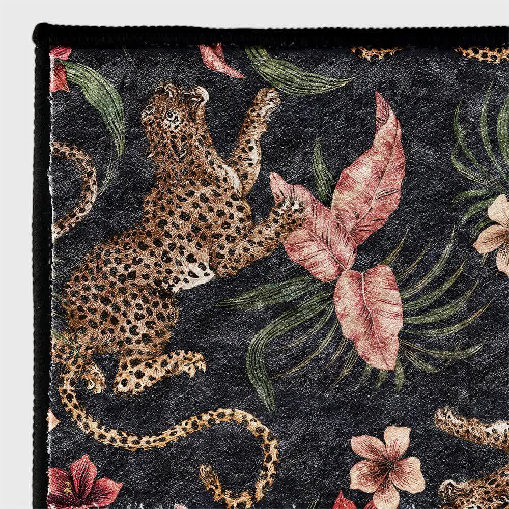 Tropical Leopard Washable Anti-slip Area Rug