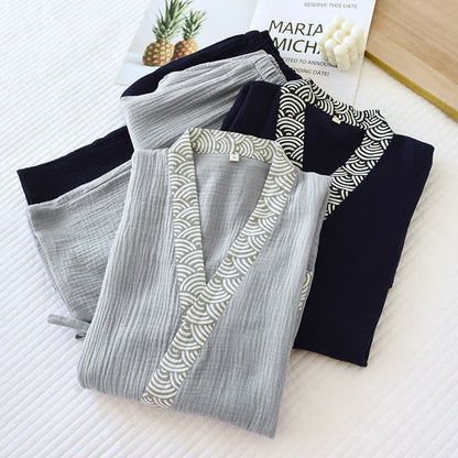 Neutral Kimono Cotton  Gauze Pajama Set
