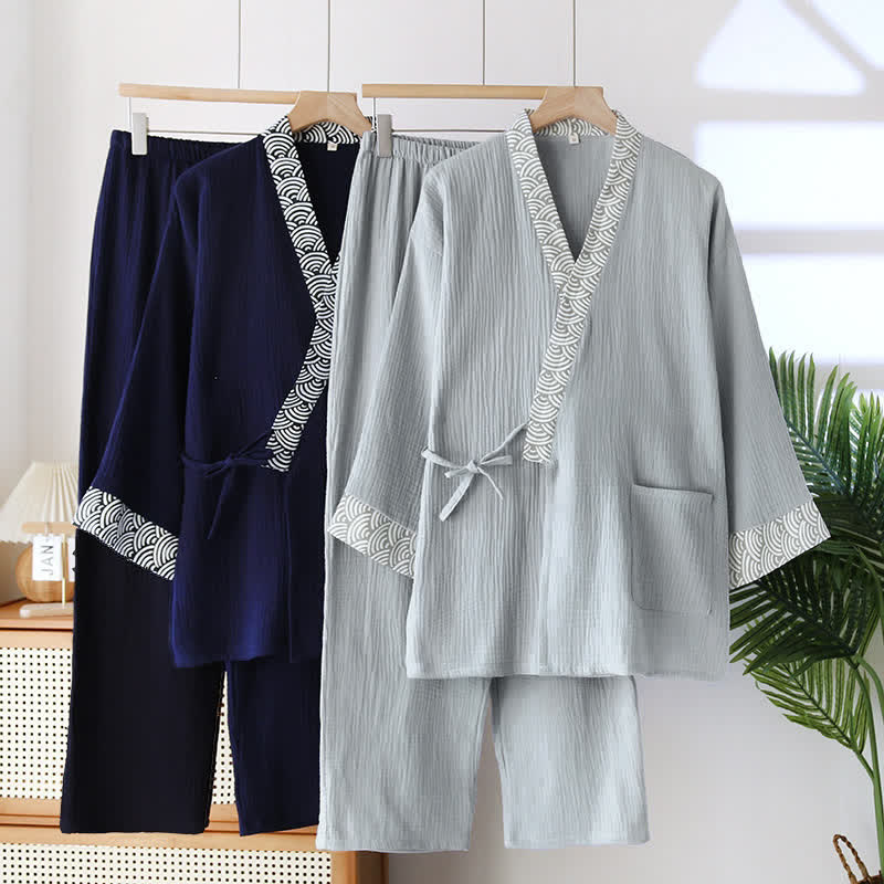 Neutral Kimono Cotton  Gauze Pajama Set - image 0