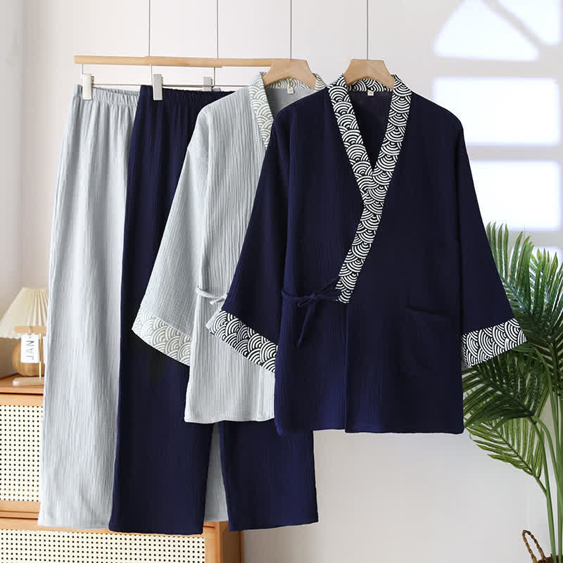 Neutral Kimono Cotton  Gauze Pajama Set - image 1