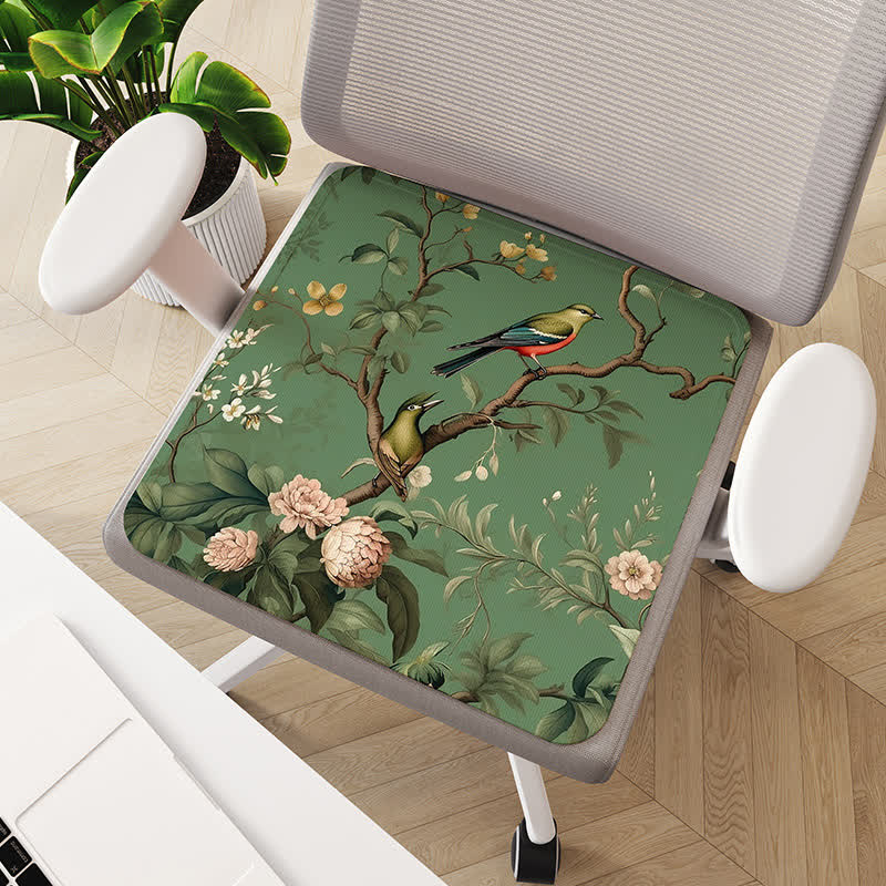 Floral Bird Breathable Anti-slip Cooling Chair Pad