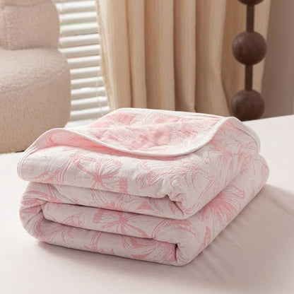 Cotton Gauze Yarn-dyed Sunflower Jacquard Quilt