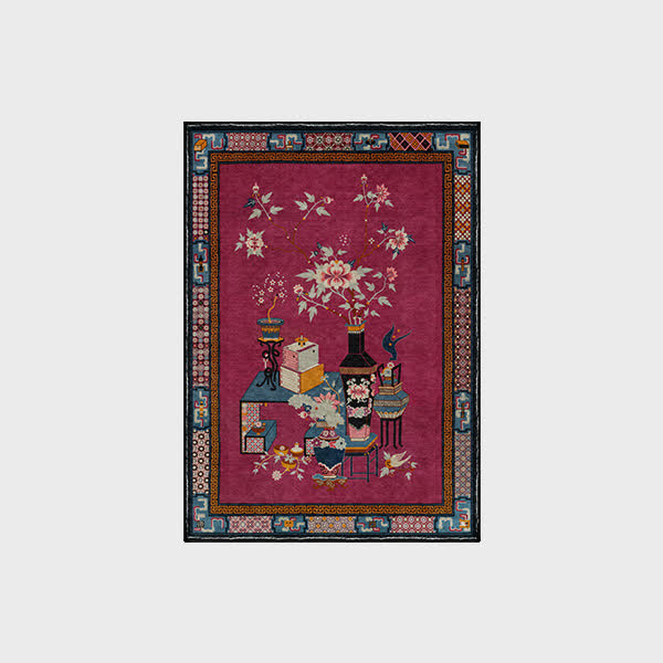 Elegant Vase Flowers Anti-slip Washable Area Rug