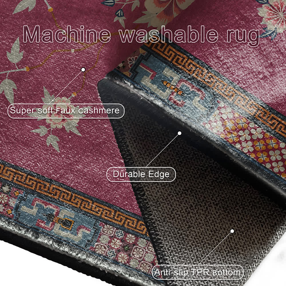Elegant Vase Flowers Anti-slip Washable Area Rug
