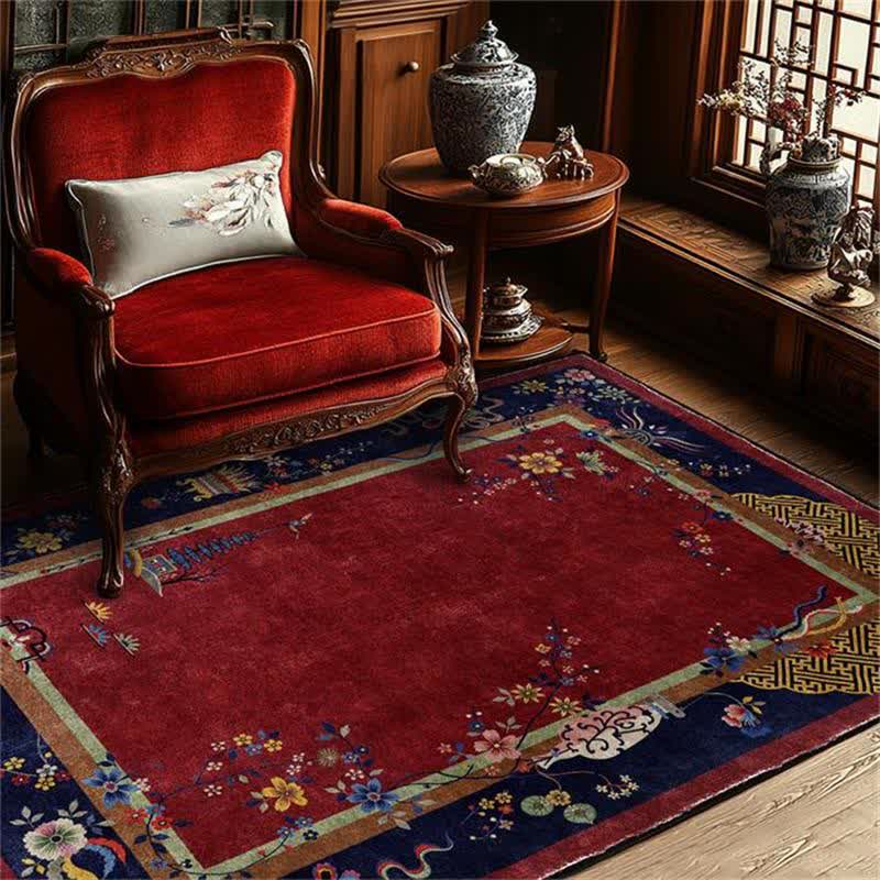 Anti-slip Washable Elegant Flowers Area Rug