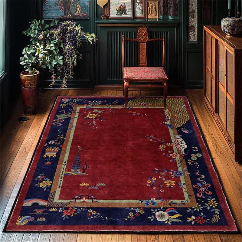 Anti-slip Washable Elegant Flowers Area Rug