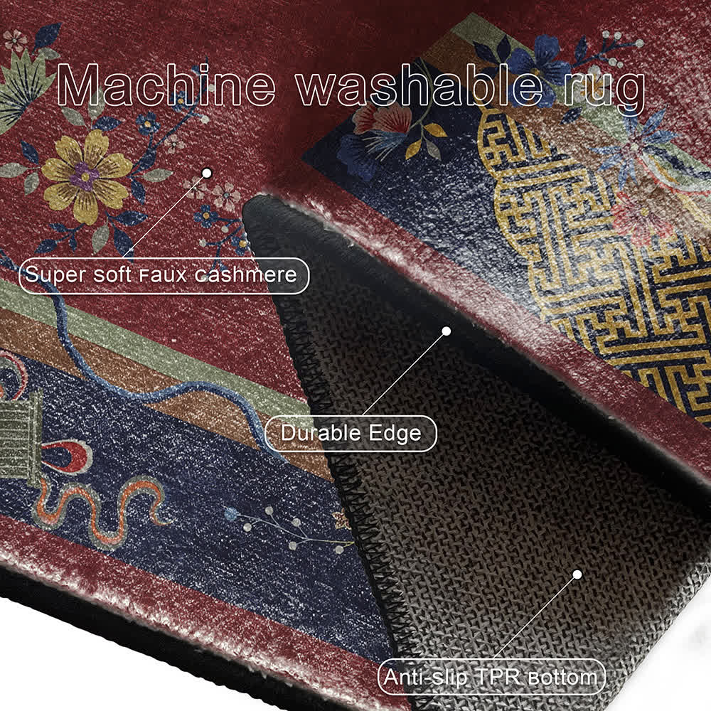 Anti-slip Washable Elegant Flowers Area Rug