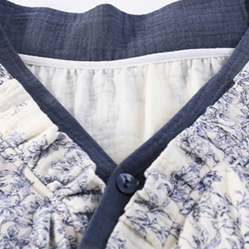 Country Style Padded Tie Nightgown with Pocket - image 7