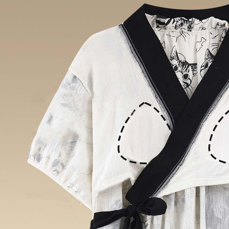 Country Style Padded Tie Nightgown with Pocket - image 6
