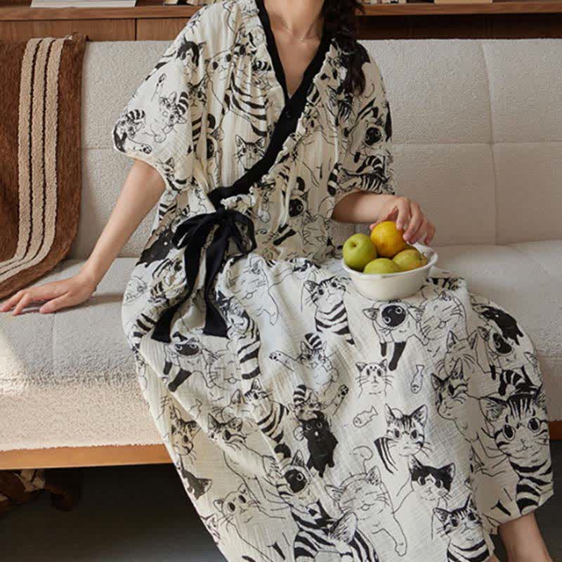 Country Style Padded Tie Nightgown with Pocket - XXL - image 0