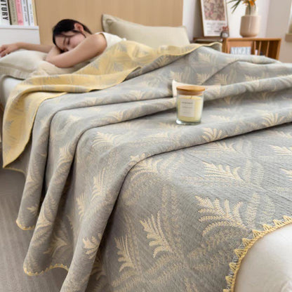 Simple Printed Cotton Layers Gauze Reversible Coverlet