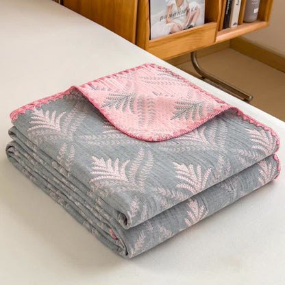Pine Branch Cotton Gauze Reversible Bedspread