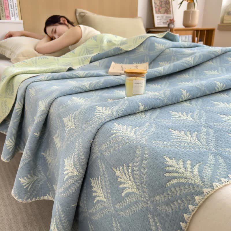 Pine Branch Cotton Gauze Reversible Bedspread
