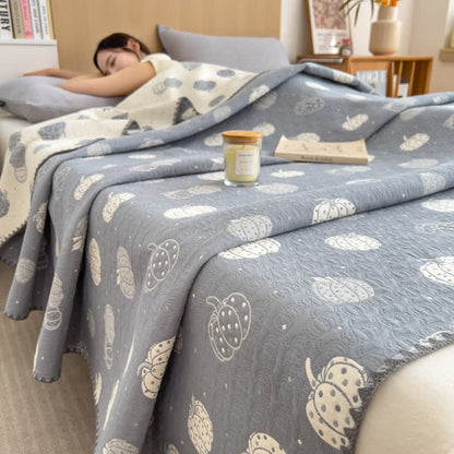 Pumpkin Print Cotton Layers Gauze Reversible Coverlet