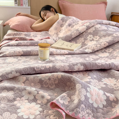 Rural Flower Cotton Layers Gauze Reversible Coverlet
