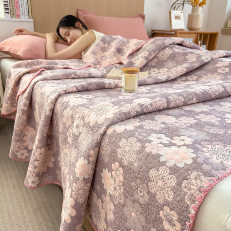 Rural Flower Cotton Layers Gauze Reversible Coverlet
