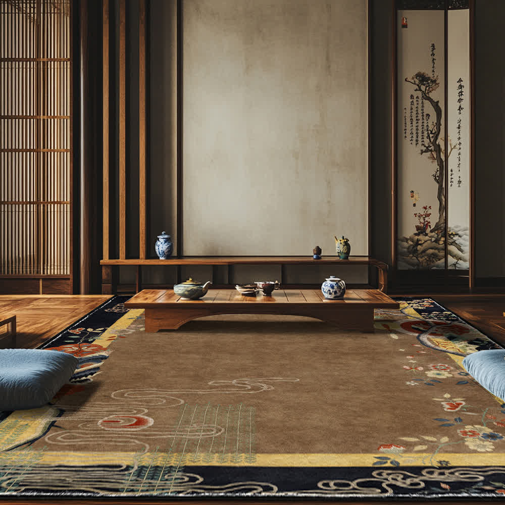Retro Floral Soft Anti-slip Foldable Area Rug