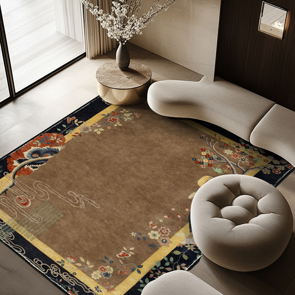 Retro Floral Soft Anti-slip Foldable Area Rug