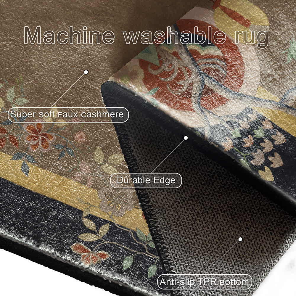 Retro Floral Soft Anti-slip Foldable Area Rug