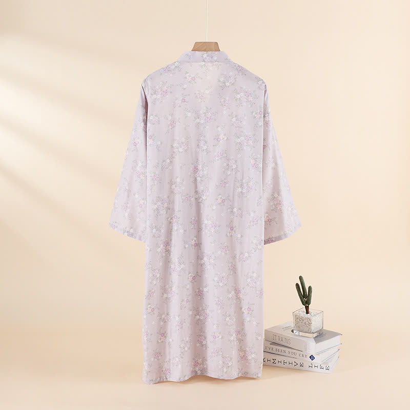 Floral Cotton Gauze Nightgown Home Wear