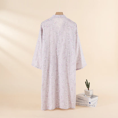 Floral Cotton Gauze Nightgown Home Wear