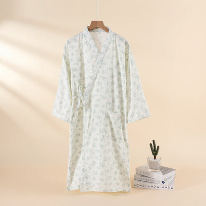 Floral Cotton Gauze Nightgown Home Wear