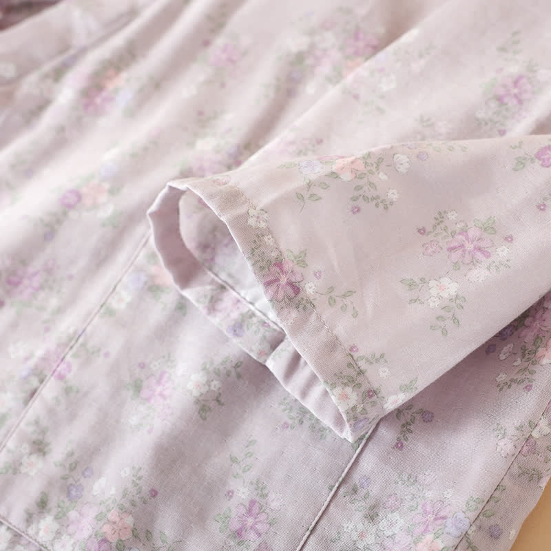 Floral Cotton Gauze Nightgown Home Wear