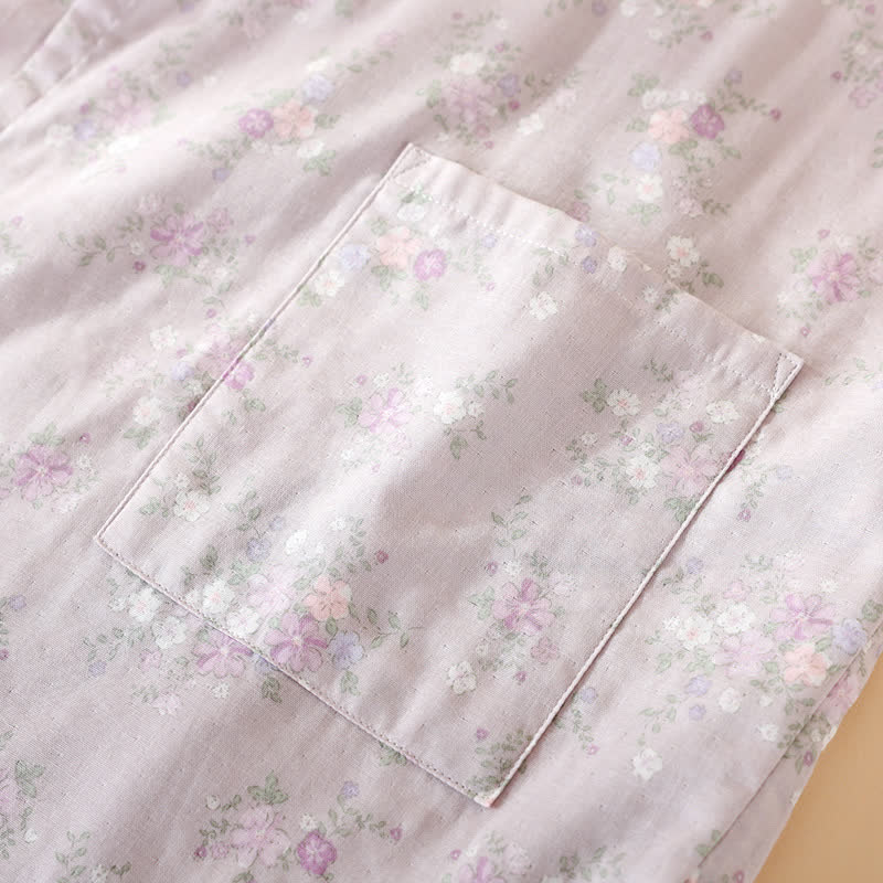 Floral Cotton Gauze Nightgown Home Wear