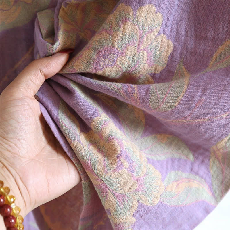 Elegant Vintage Yarn-dyed Jacquard Cotton Loungewear Set