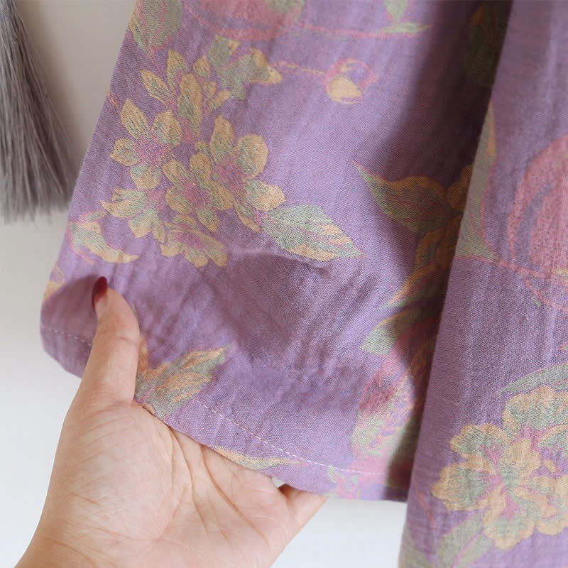 Elegant Vintage Yarn-dyed Jacquard Cotton Loungewear Set