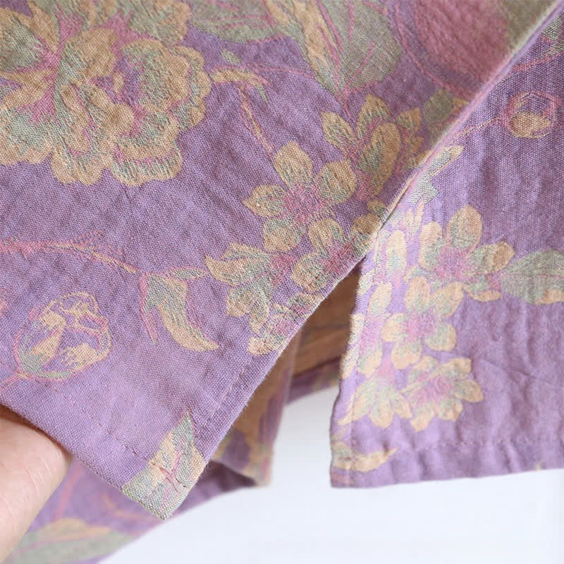 Elegant Vintage Yarn-dyed Jacquard Cotton Loungewear Set