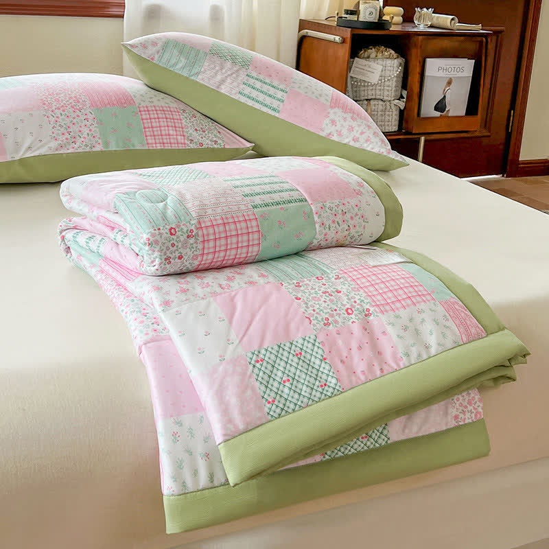 Patchwork Floral Double Layer Gauze Summer Quilt - King - image 1