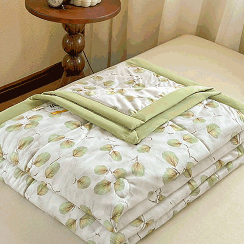 Fresh Leaf Cotton Double Layer Gauze Summer Quilt