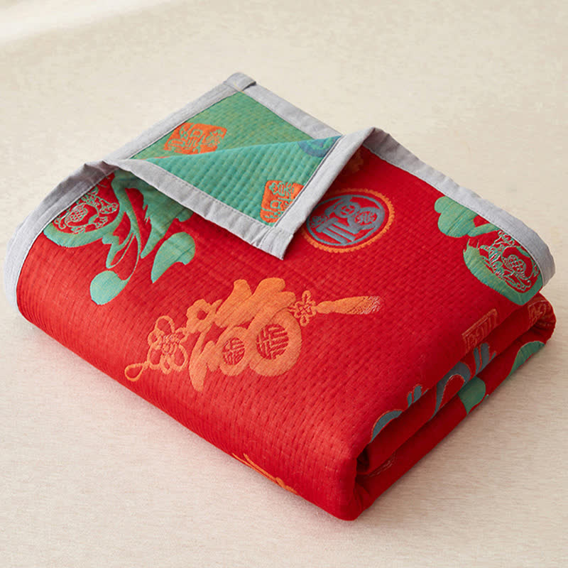 Pure Cotton Double-layer Gauze Auspicious Reversible Quilt