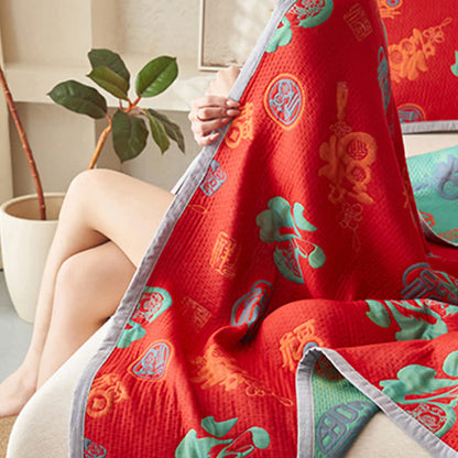 Pure Cotton Double-layer Gauze Auspicious Reversible Quilt