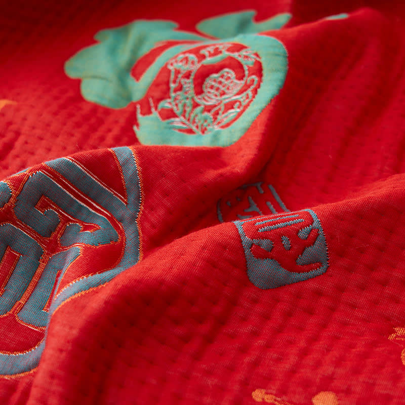 Pure Cotton Double-layer Gauze Auspicious Reversible Quilt