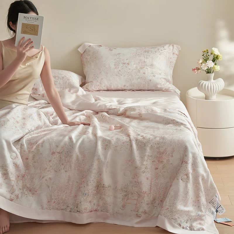Pastoral Pink Floral Summer Bedding Set(4pcs)