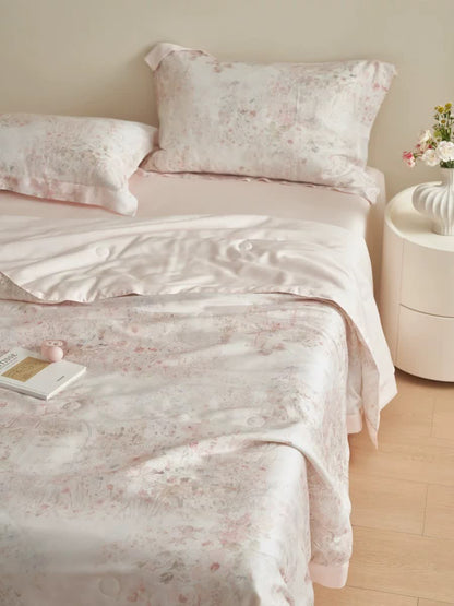 Pastoral Pink Floral Summer Bedding Set(4pcs)