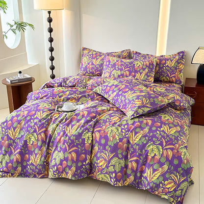 Flower Leaf Soft Cotton Gauze Bedding Set(4PCS)
