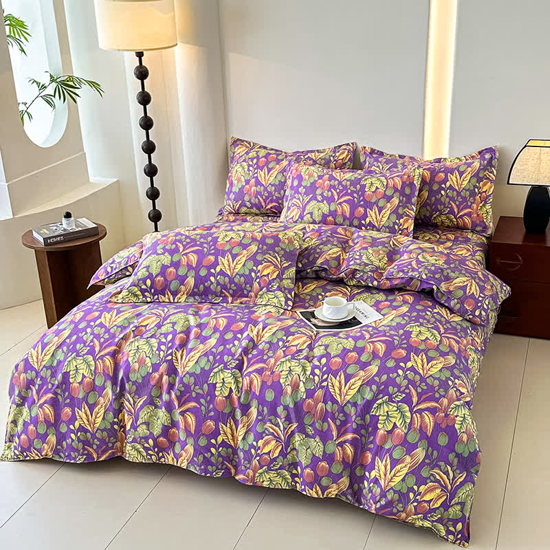 Flower Leaf Soft Cotton Gauze Bedding Set(4PCS)