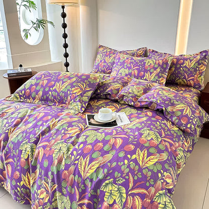 Flower Leaf Soft Cotton Gauze Bedding Set(4PCS)
