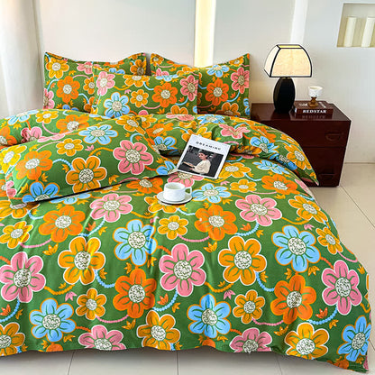 Country Style Floral Soft Cotton Gauze Bedding Set(4PCS)