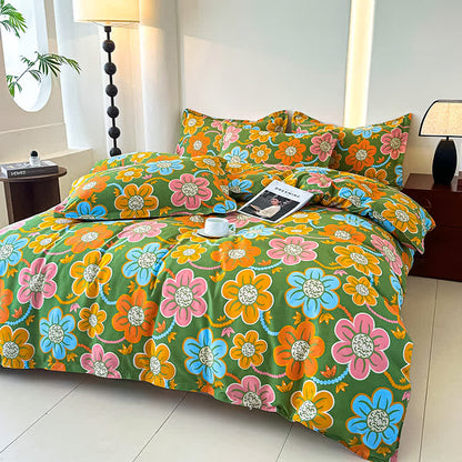 Country Style Floral Soft Cotton Gauze Bedding Set(4PCS)