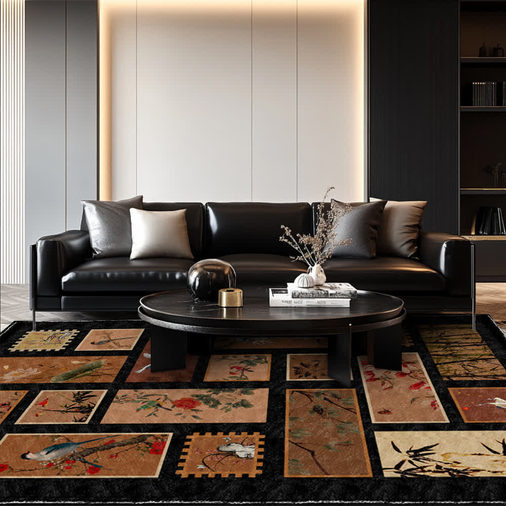 Floral Bird Soft Anti-slip Washable Area Rug