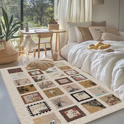 Floral Bird Soft Anti-slip Washable Area Rug