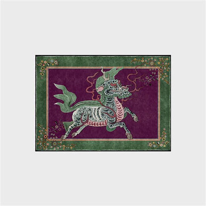 Oriental Retro Kirin Washable Soft Area Rug