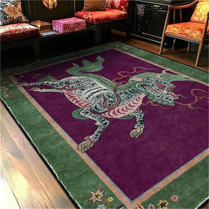 Oriental Retro Kirin Washable Soft Area Rug