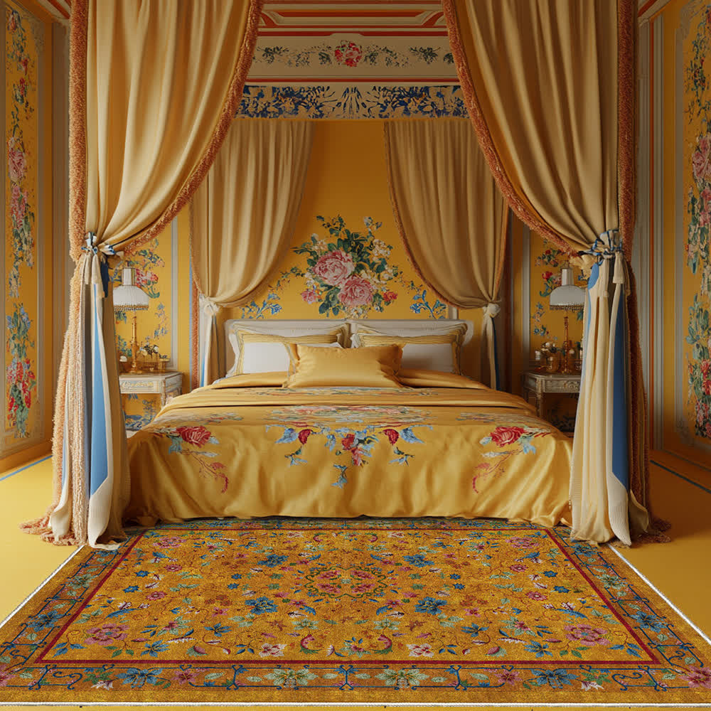 Anti-slip Washable Soft Vintage Floral Area Rug - image 0