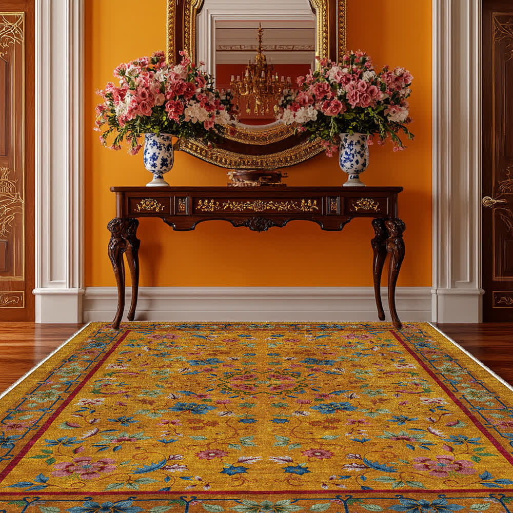 Anti-slip Washable Soft Vintage Floral Area Rug - image 3